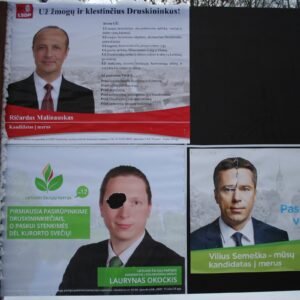 Read more about the article Druskininkuose niokojami opozicinių partijų kandidatų į merus agitaciniai plakatai